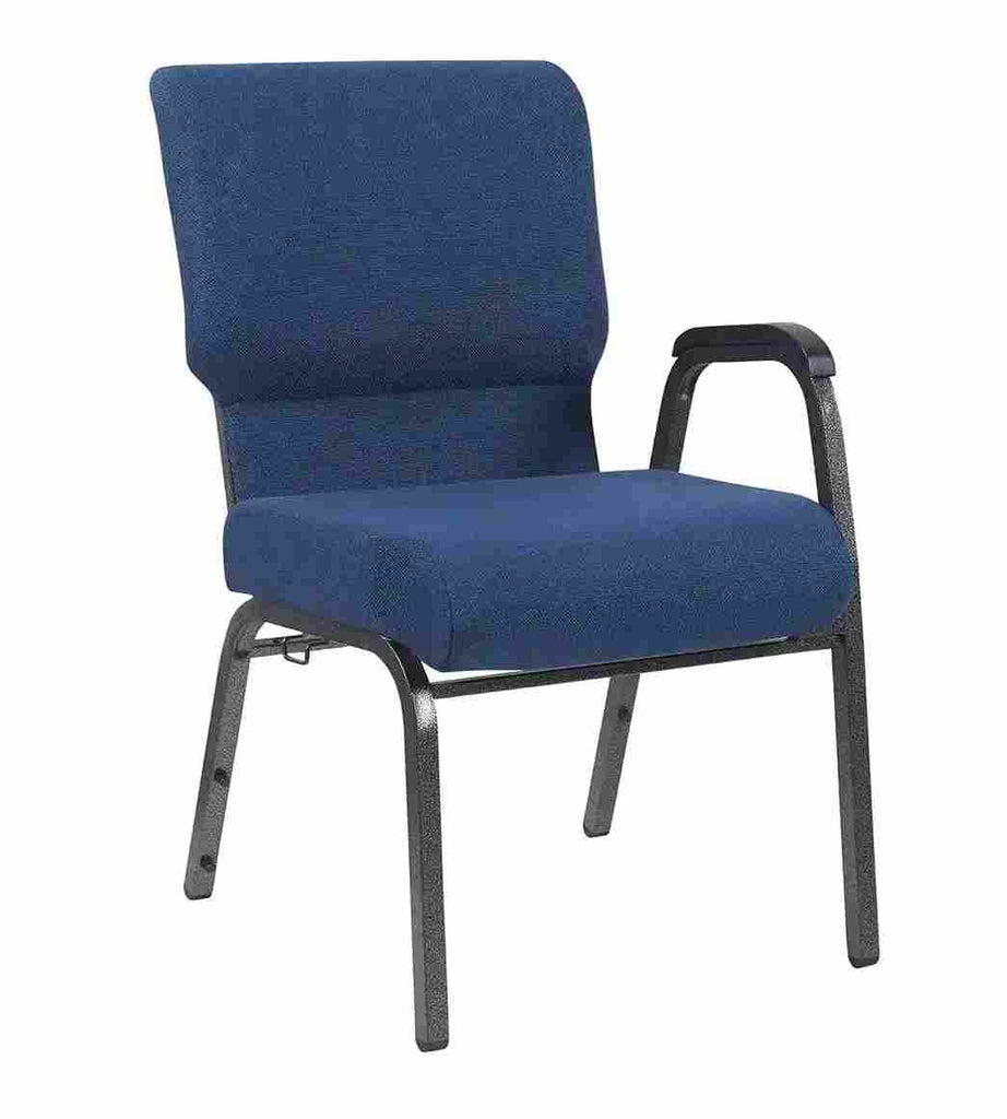 Fabric Church Chair with Left Arm Cut Away Back 20.5" on Frame