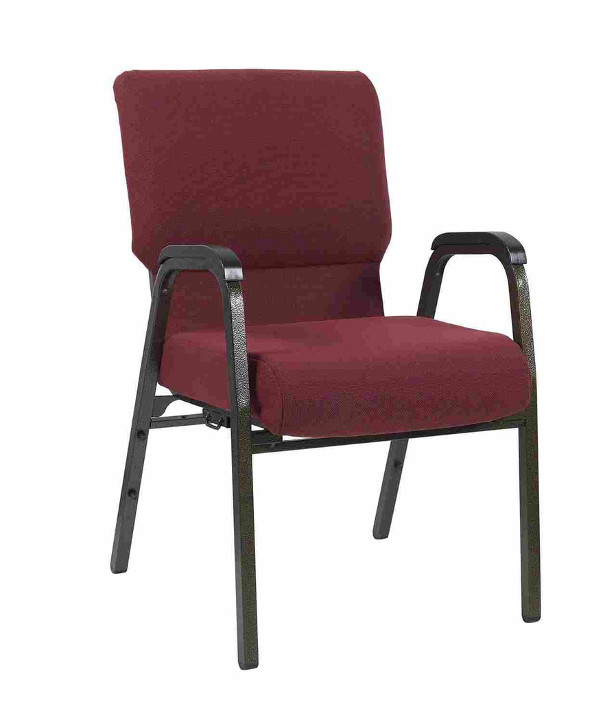 Fabric Church Chair with Dual Arms Cut Away Back 20.5" on Vein Frame
