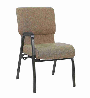 Fabric Church Chair with Right Arm Cut Away Back 20.5" on Vein Frame