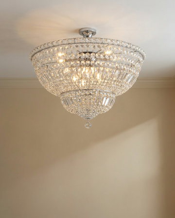 Flush French Empire Crystal Chandelier in elegant home interior
