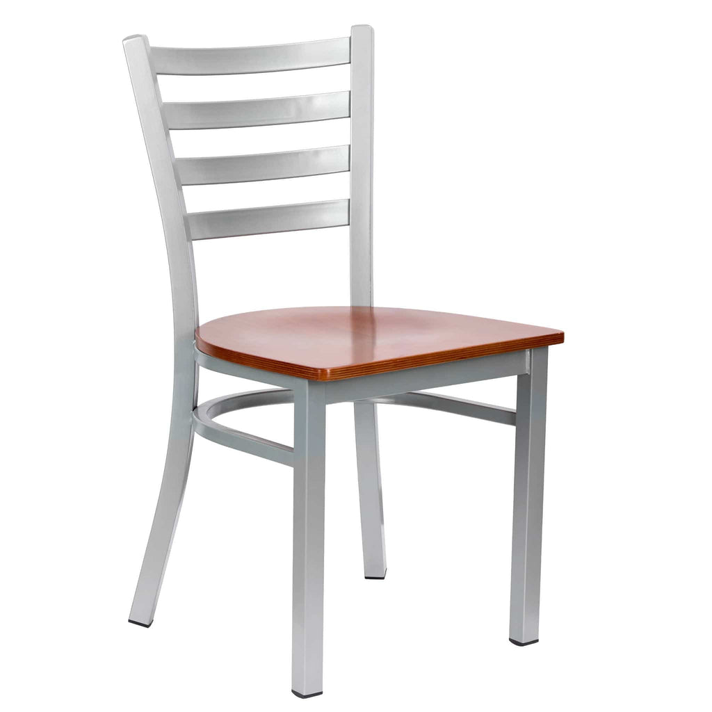 Ladder Back Restaurant Chair with Frame and Wood Seat
