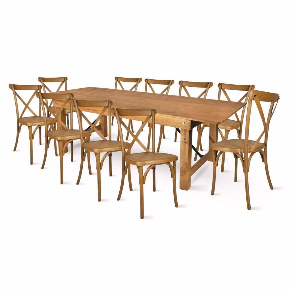 Straight Leg Farm Table Dining Set with 10 Chairs