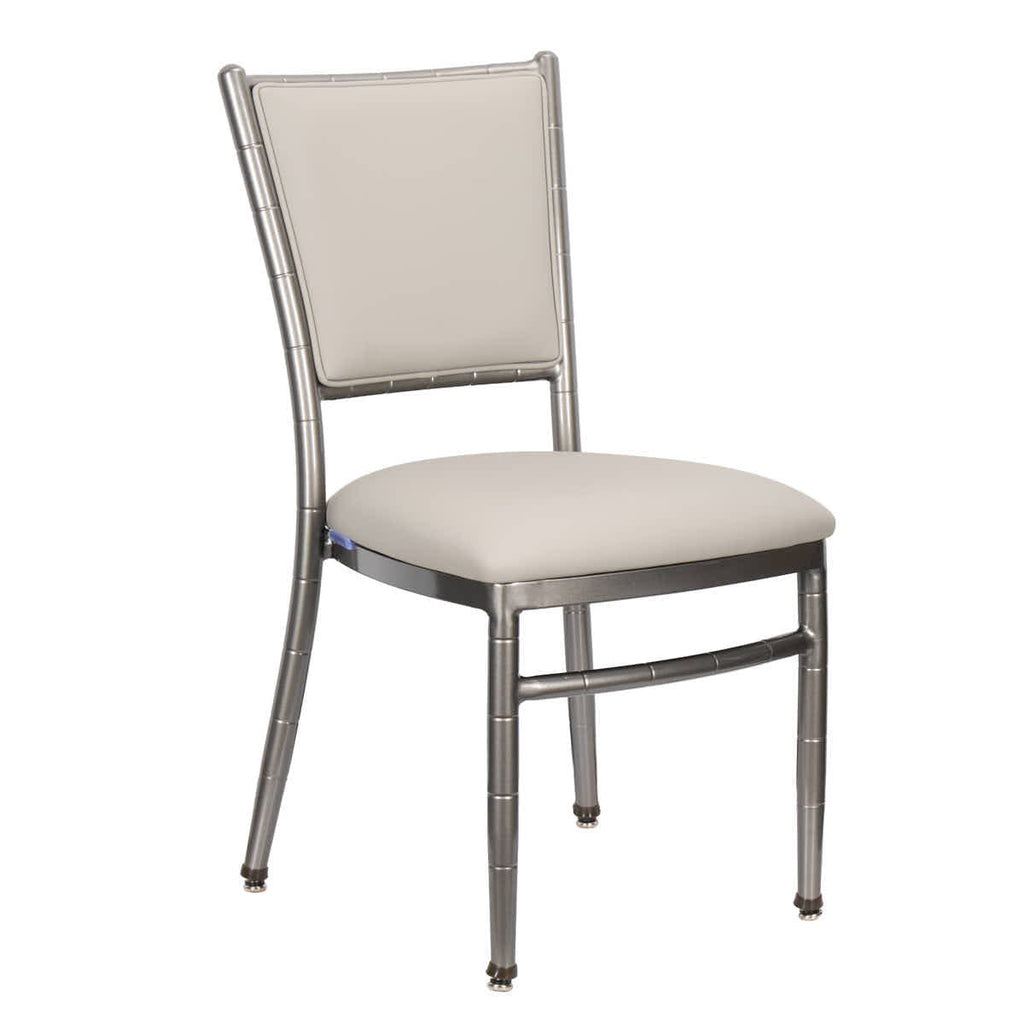 Ballroom 2.0 Diamante Metallic Silver Aluminum Diamond Back Chair with Silicone Cushion