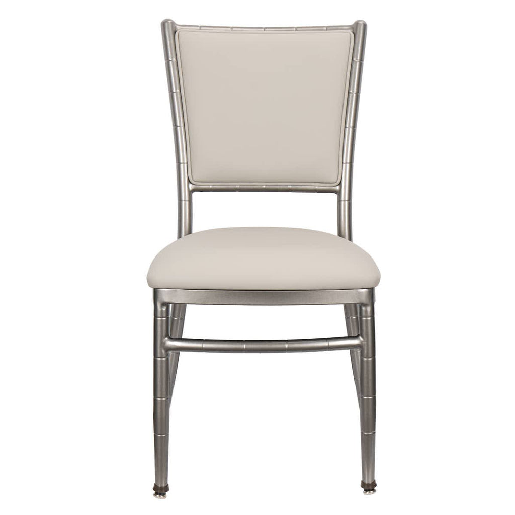 Ballroom 2.0 Diamante Metallic Silver Aluminum Diamond Back Chair with Silicone Cushion