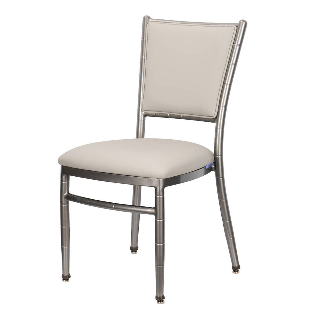 Ballroom 2.0 Diamante Metallic Silver Aluminum Diamond Back Chair with Silicone Cushion