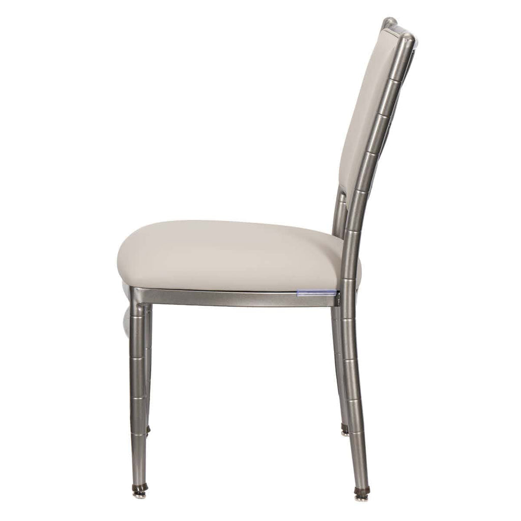 Ballroom 2.0 Diamante Metallic Silver Aluminum Diamond Back Chair with Silicone Cushion