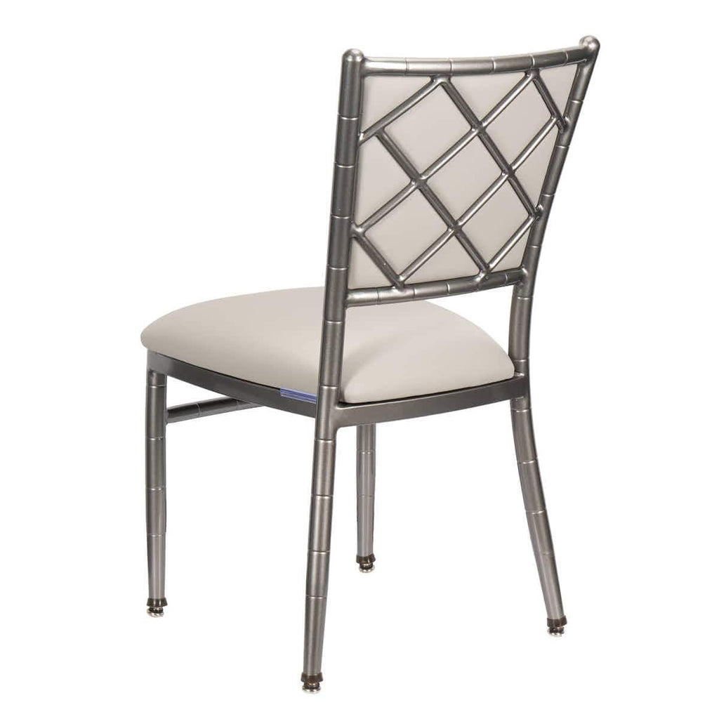 Ballroom 2.0 Diamante Metallic Silver Aluminum Diamond Back Chair with Silicone Cushion