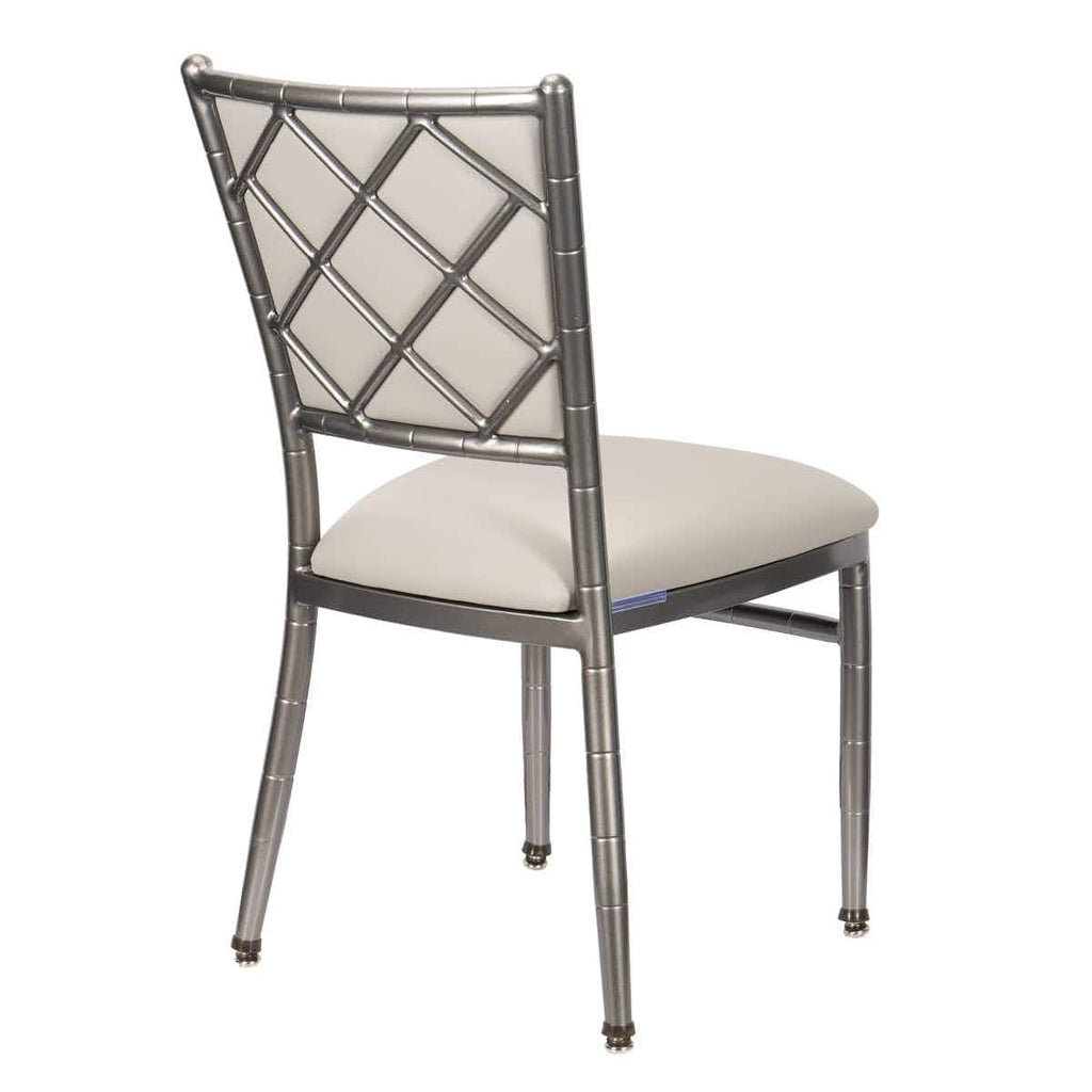 Ballroom 2.0 Diamante Metallic Silver Aluminum Diamond Back Chair with Silicone Cushion
