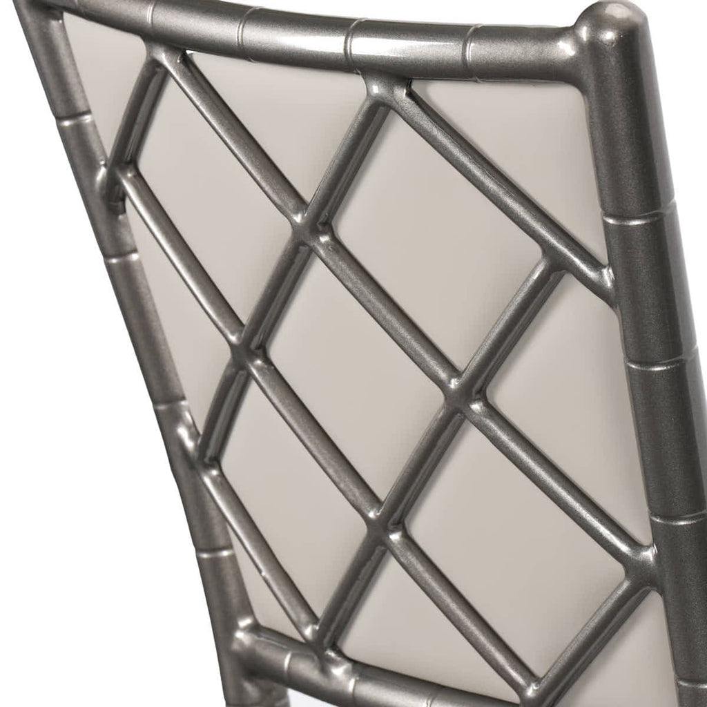 Ballroom 2.0 Diamante Metallic Silver Aluminum Diamond Back Chair with Silicone Cushion