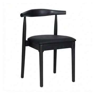 Black Wood Horn Chair with Black Vinyl Cushion