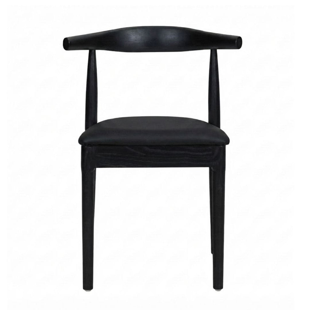 Black Wood Horn Chair with Black Vinyl Cushion