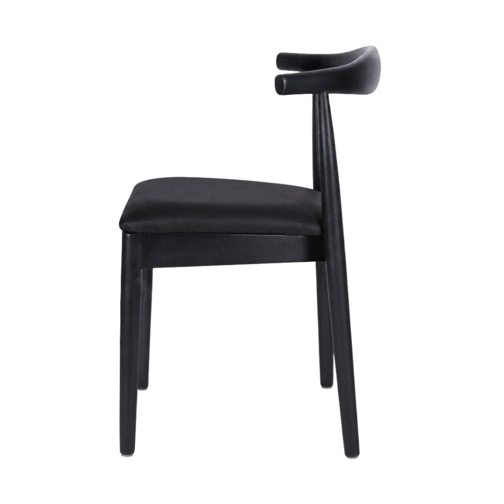 Black Wood Horn Chair with Black Vinyl Cushion