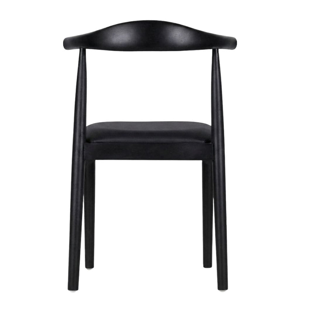 Black Wood Horn Chair with Black Vinyl Cushion