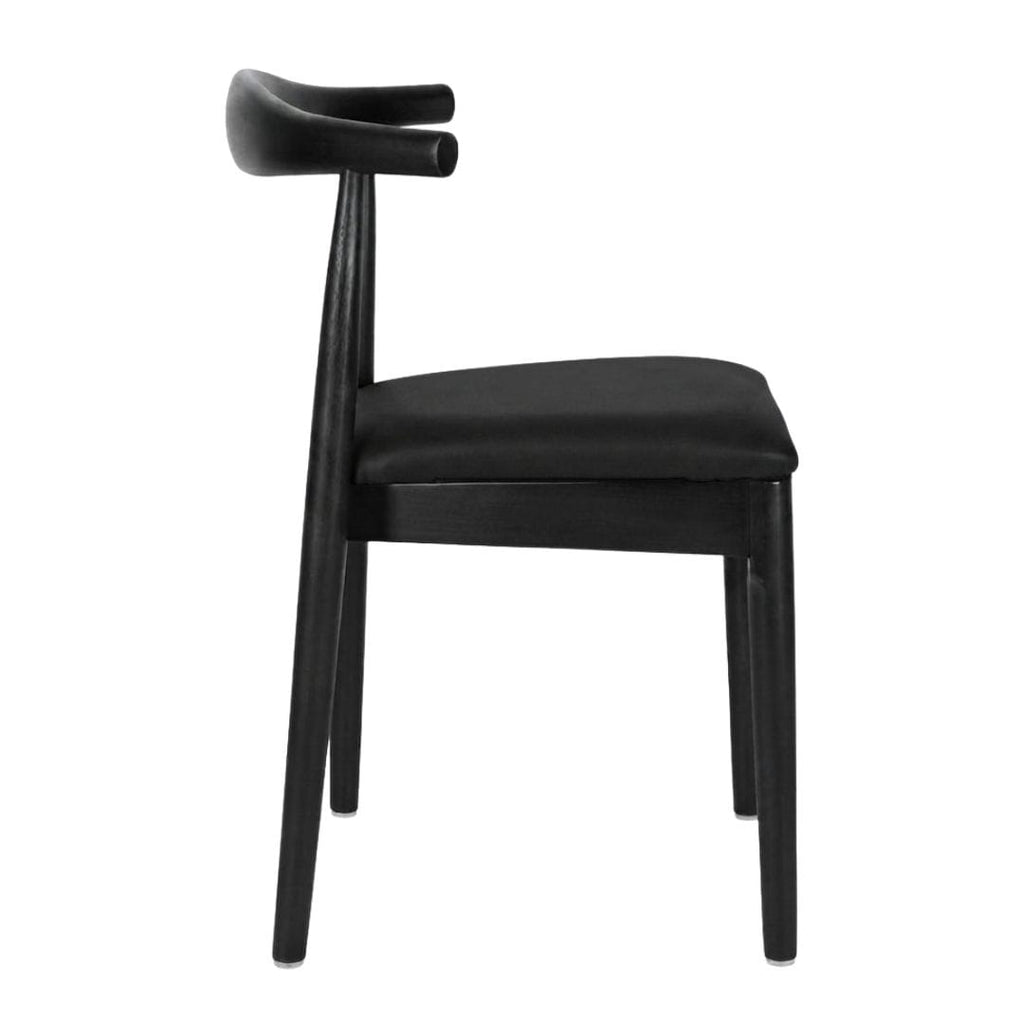 Black Wood Horn Chair with Black Vinyl Cushion