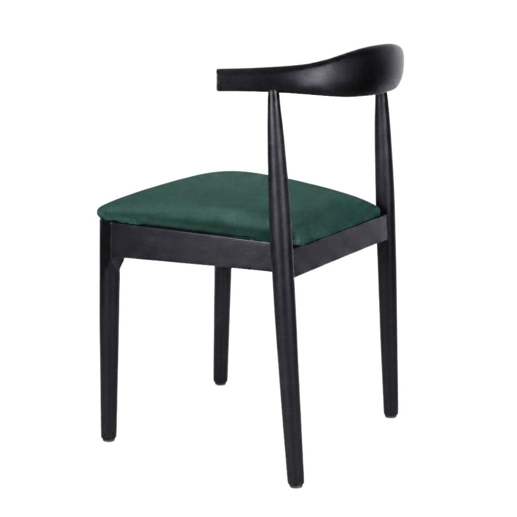 Black Wood Horn Chair with Hunter Green Vinyl Cushion