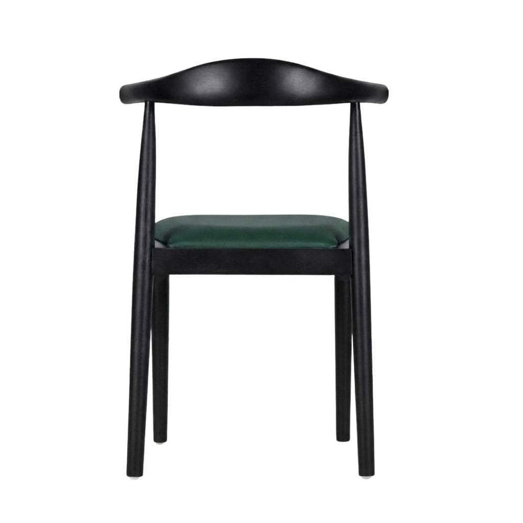 Black Wood Horn Chair with Hunter Green Vinyl Cushion