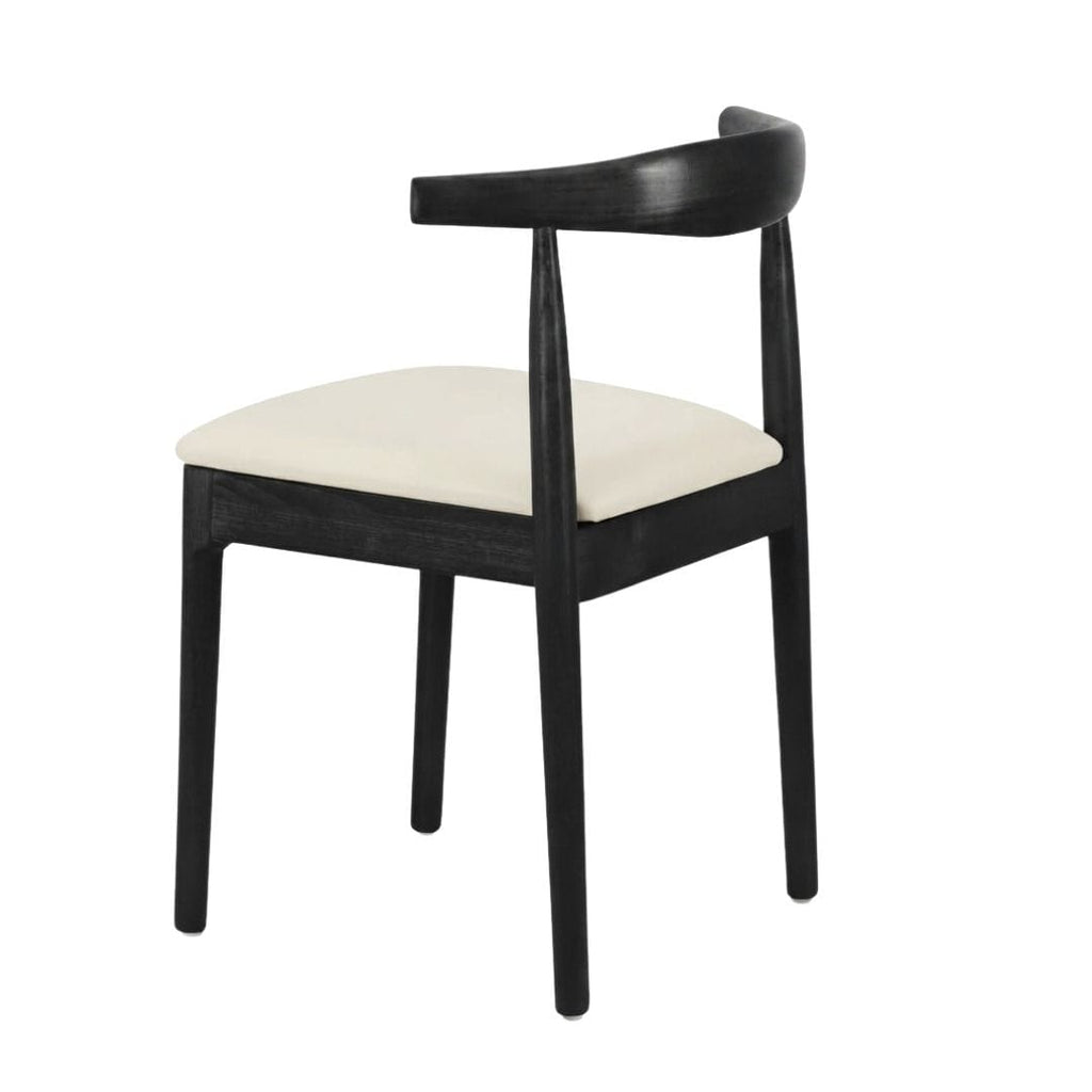 Black Wood Horn Chair with Ivory Vinyl Cushion