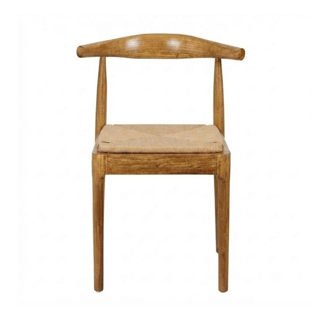 Chestnut Wood Horn Chair with Natural Rope Seat