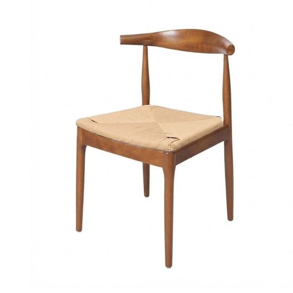Chestnut Wood Horn Chair with Natural Rope Seat