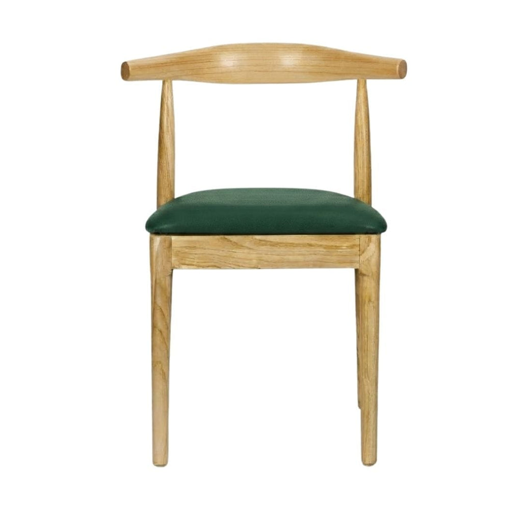 Natural Wood Horn Chair with Hunter Green Vinyl Cushion