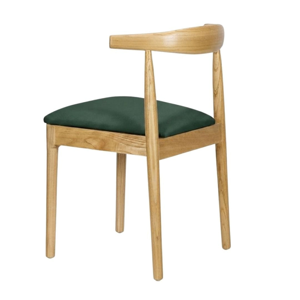 Natural Wood Horn Chair with Hunter Green Vinyl Cushion