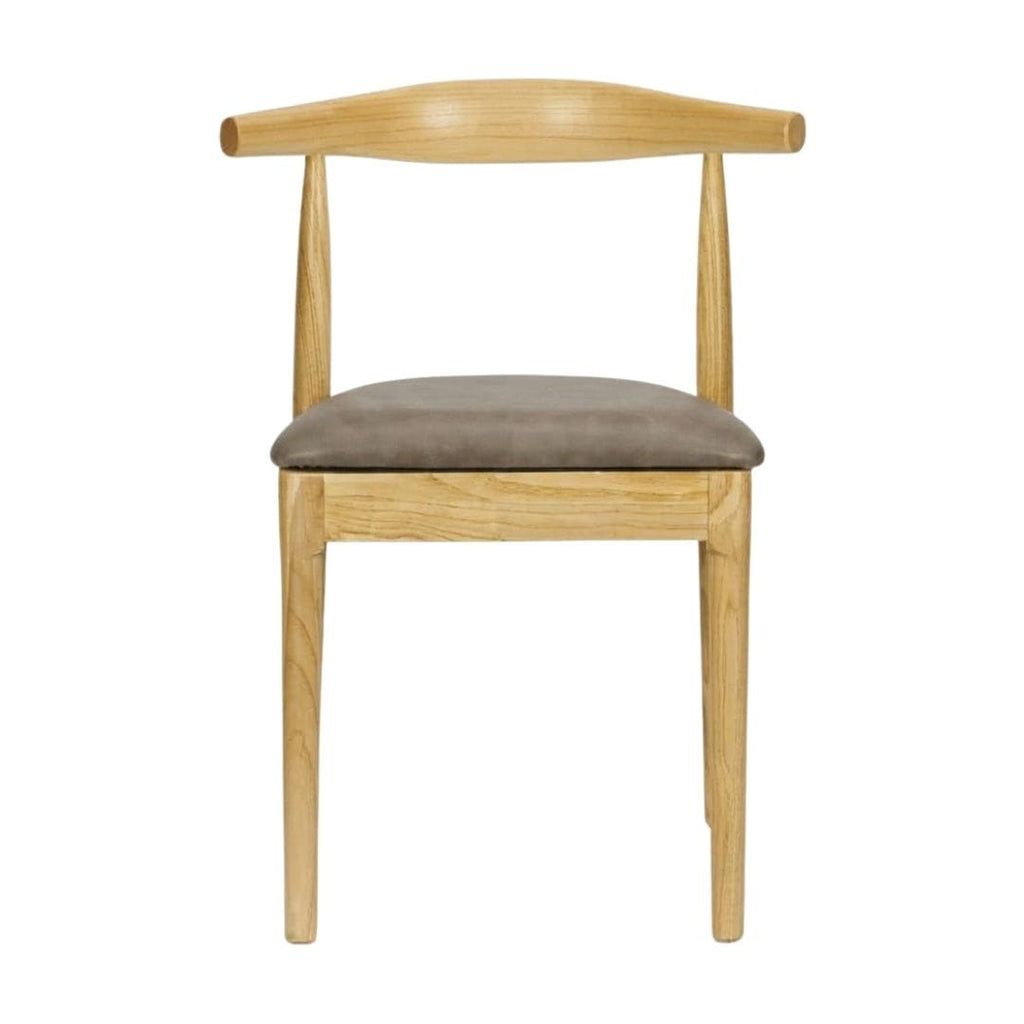 Natural Wood Horn Chair with Taupe Vinyl Cushion