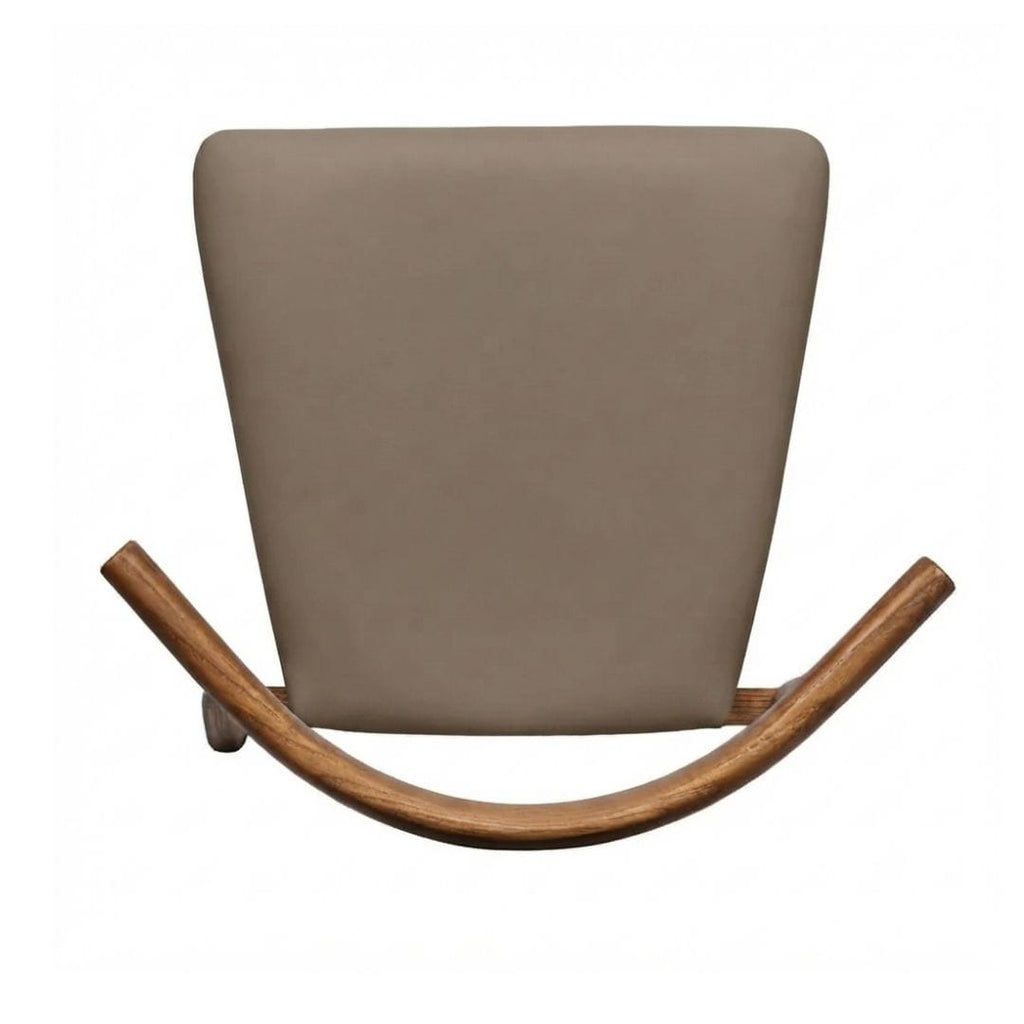 Natural Wood Horn Chair with Taupe Vinyl Cushion