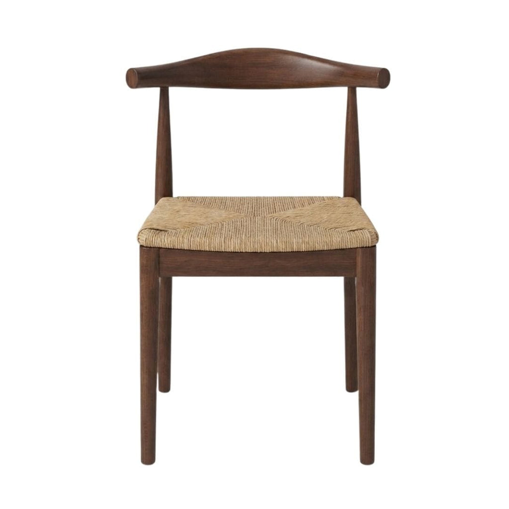 Walnut Wood Horn Chair with Natural Rope Seat