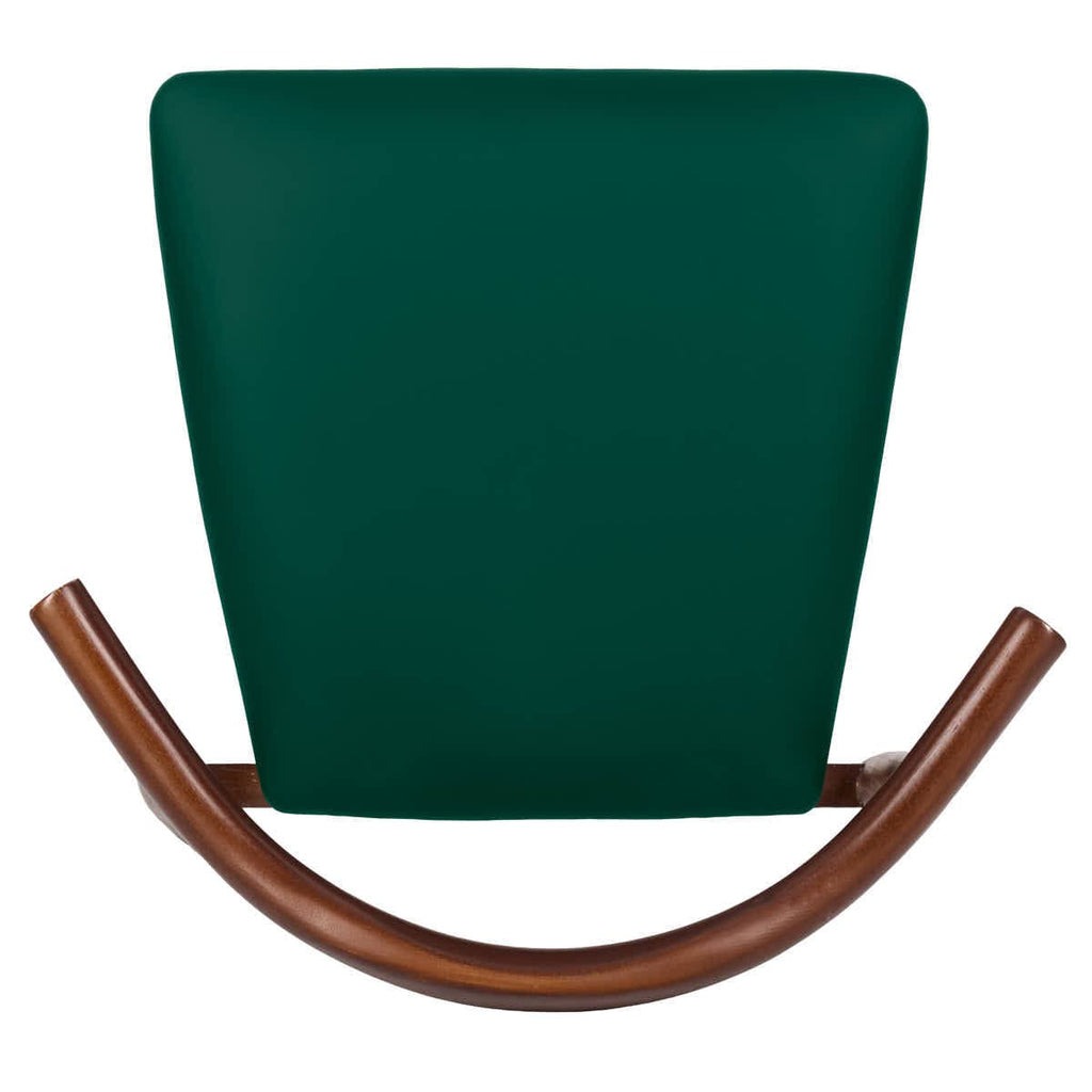 Walnut Finish Wood Horn Chair with Hunter Green Vinyl Cushion