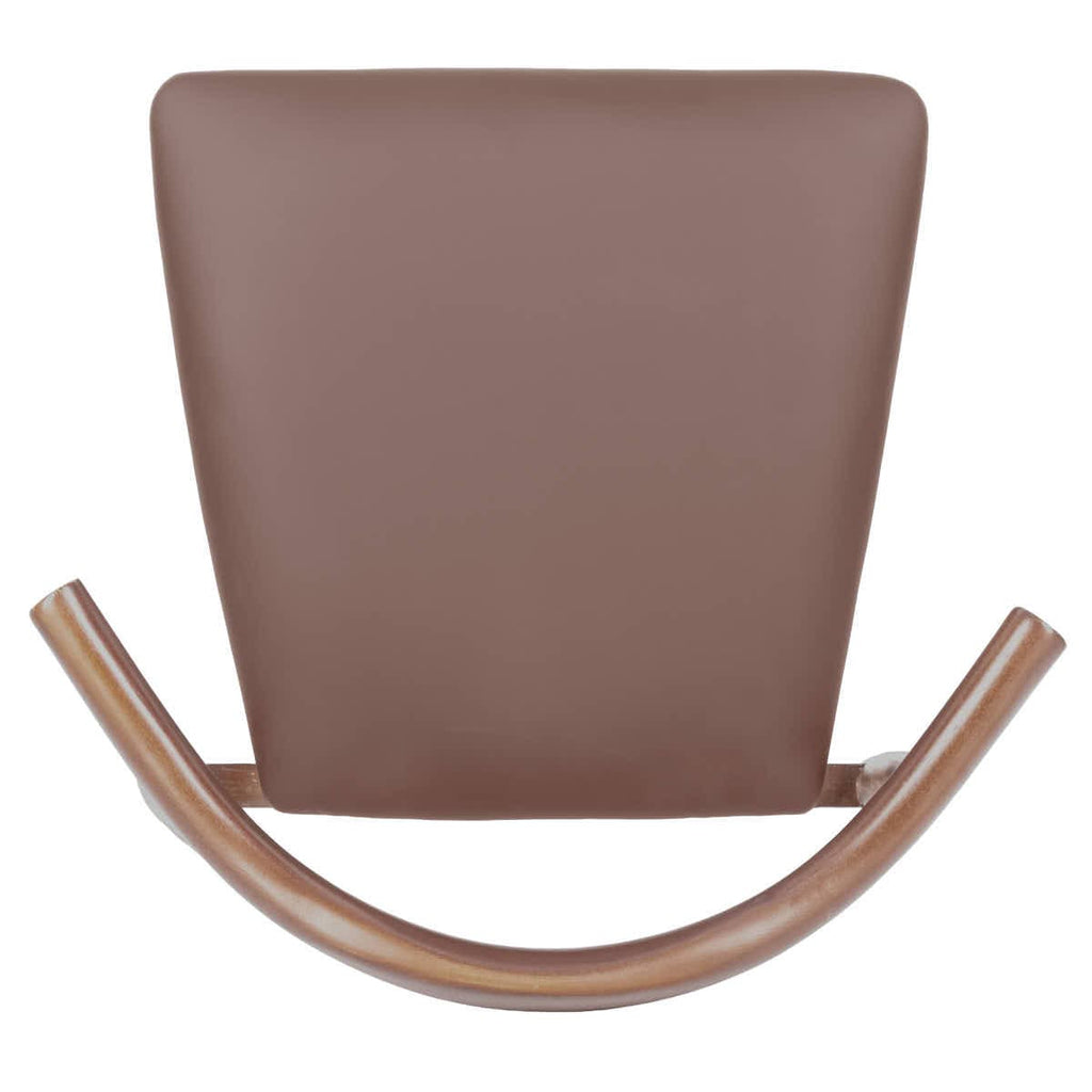 Walnut Finish Wood Horn Chair with Taupe Vinyl Cushion