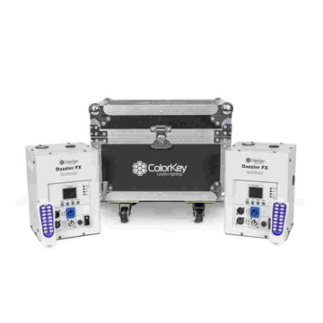 Dazzler FX MKII 2 Pack Cold Spark Machines with Road Case White