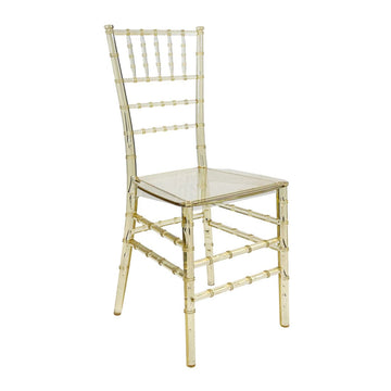 Clear Gold Champagne Resin Thin-Seat Ballroom Chair