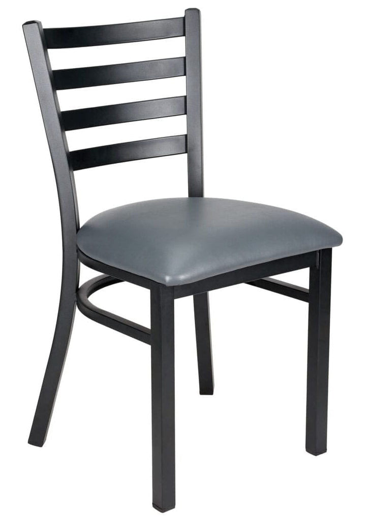 Ladder Back Restaurant Chair with Metal Frame and Vinyl Seat