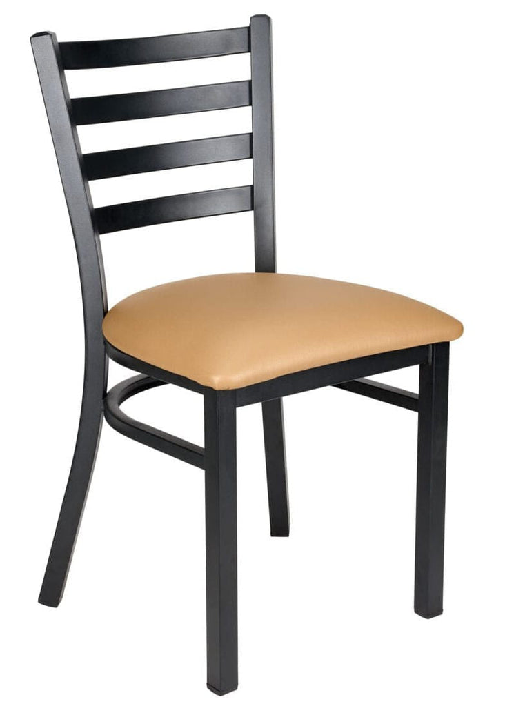 Ladder Back Restaurant Chair with Metal Frame and Vinyl Seat