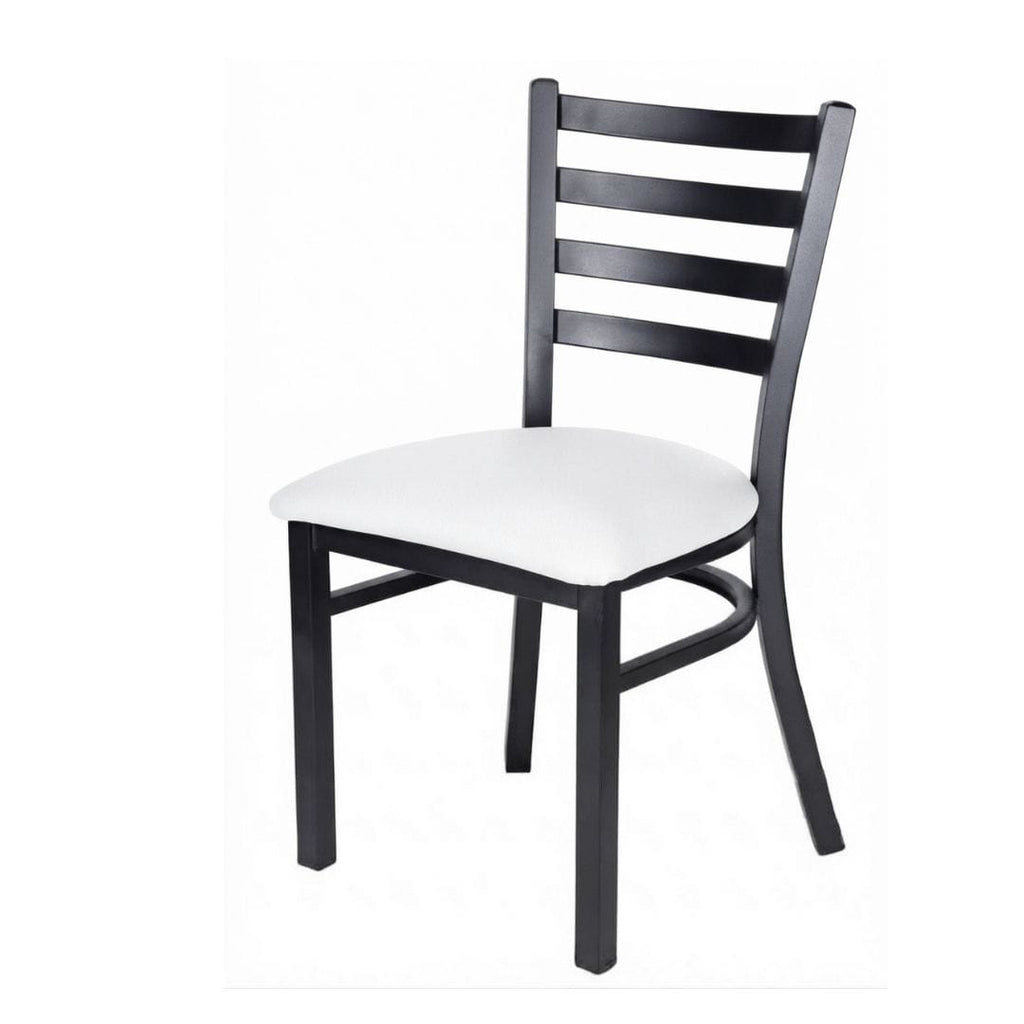 Black Ladder Back Restaurant Chair with White Vinyl Seat