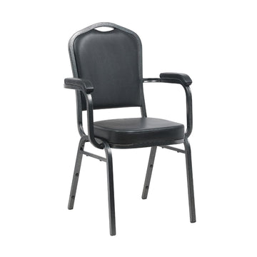Vinyl Steel Frame Crown Back Banquet Chair with Arms