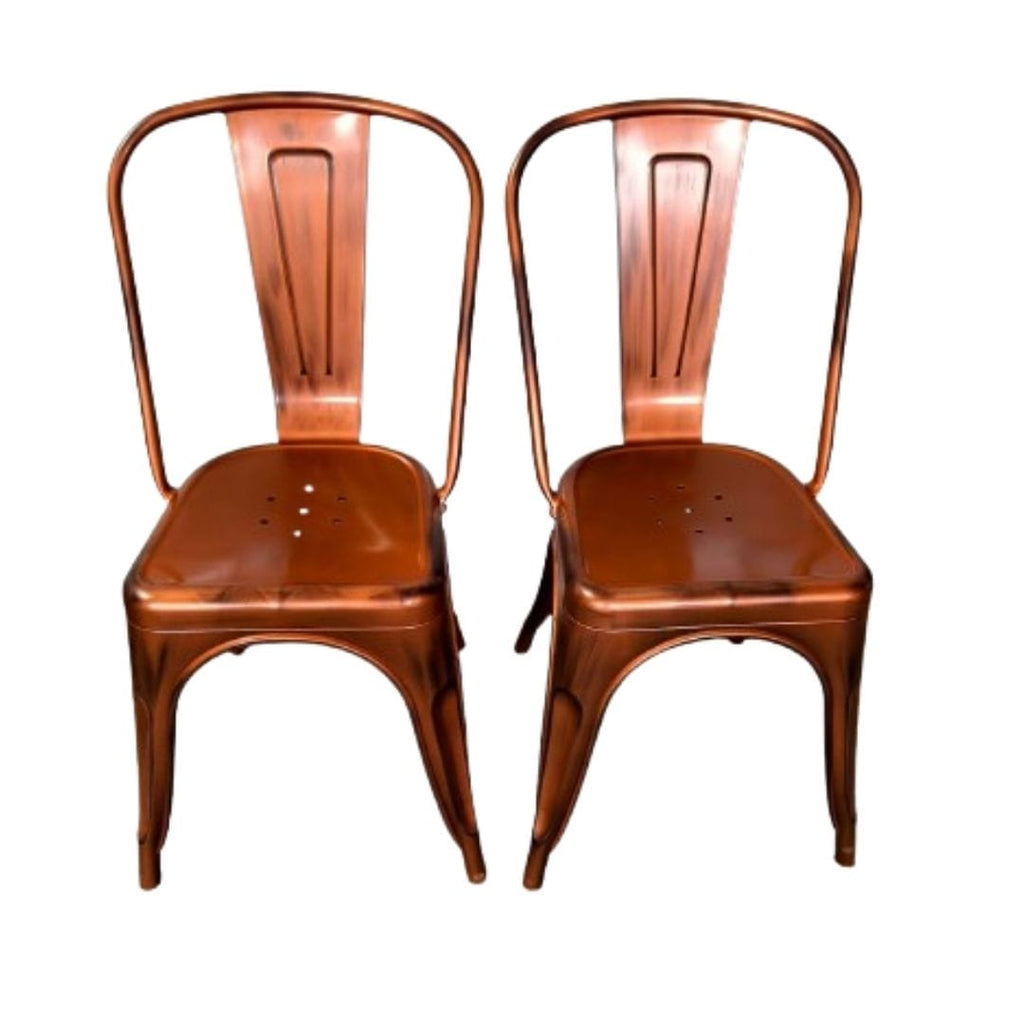 Copper Finish with Black Distressed All Weather Tolix Style Resin Chair