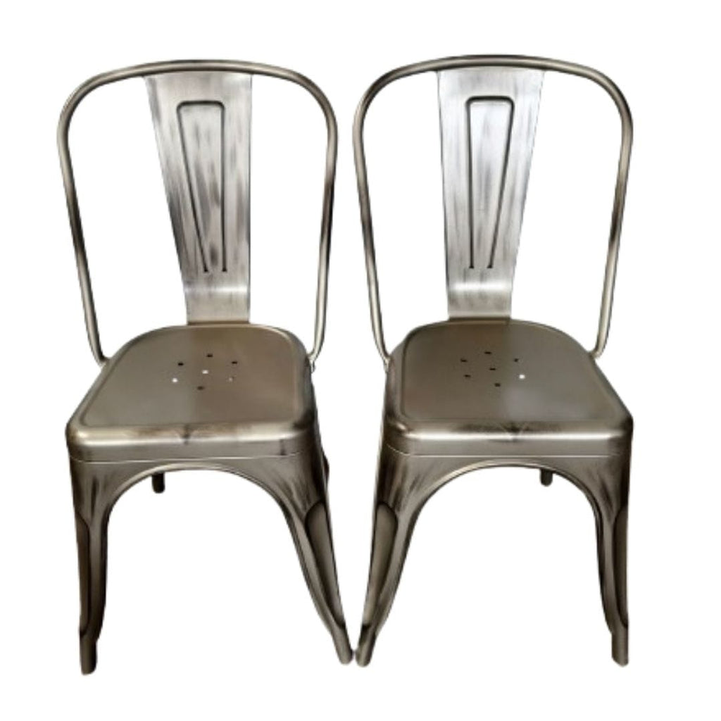 Gun Metal Finish with Black Distressed All Weather Tolix Style Resin Chair