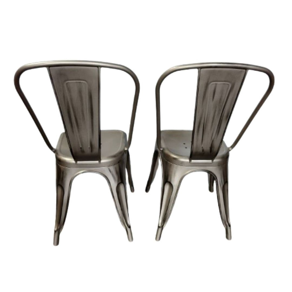 Gun Metal Finish with Black Distressed All Weather Tolix Style Resin Chair