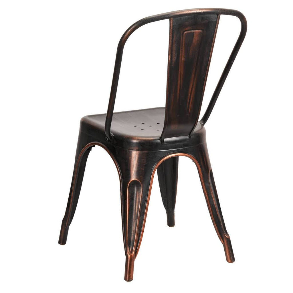Metallic Black Finish with Copper Distressed All Weather Tolix Style Resin Chair