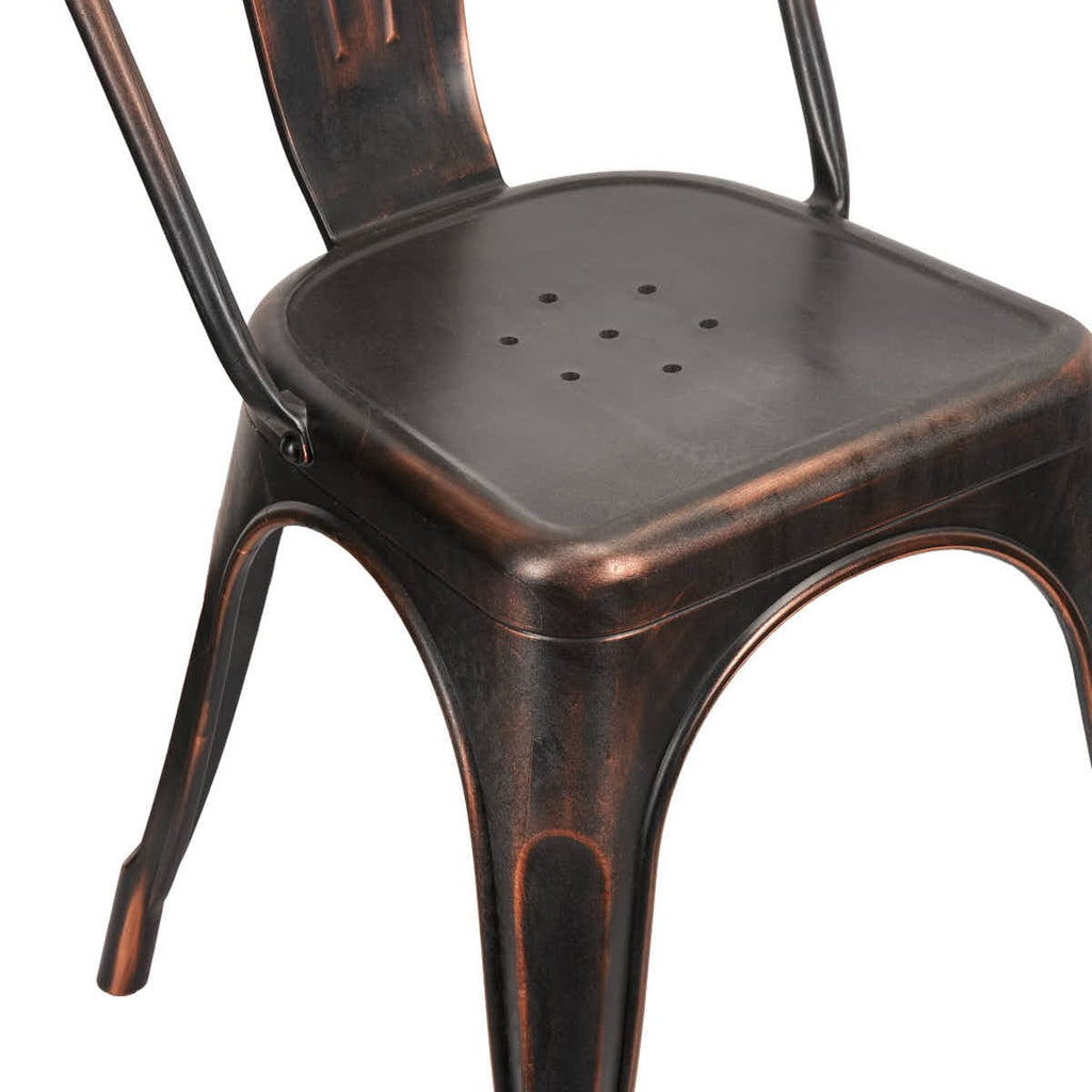 Metallic Black Finish with Copper Distressed All Weather Tolix Style Resin Chair