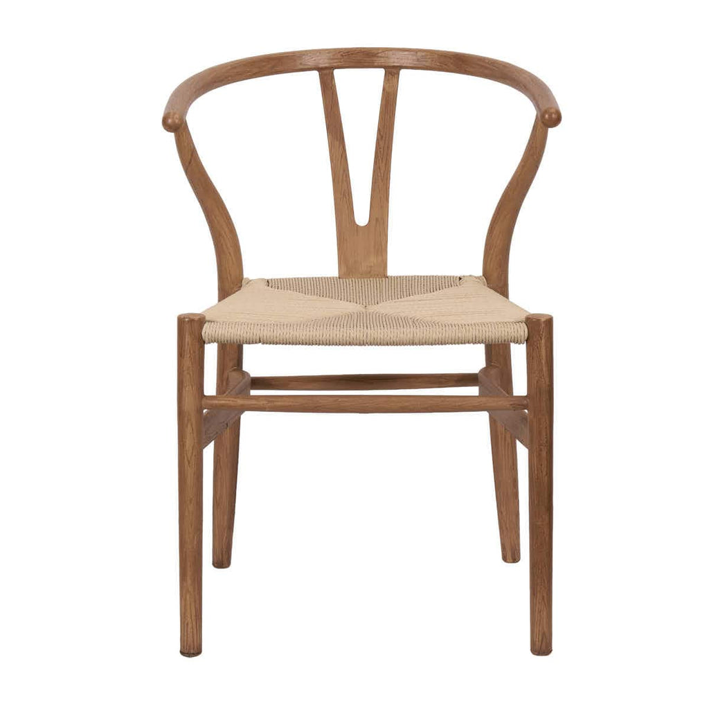 Chestnut Wishbone Resin Chair with Natural Finish PE Rope Seat