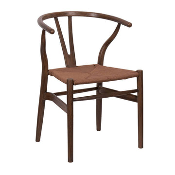 Fruitwood Wishbone Resin Chair with Brown PE Rope Seat