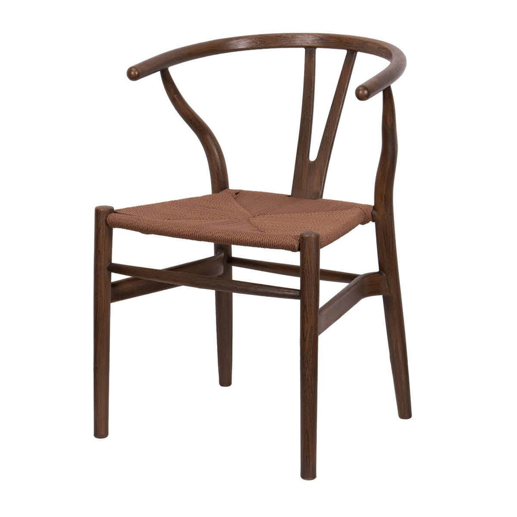 Fruitwood Wishbone Resin Chair with Brown PE Rope Seat