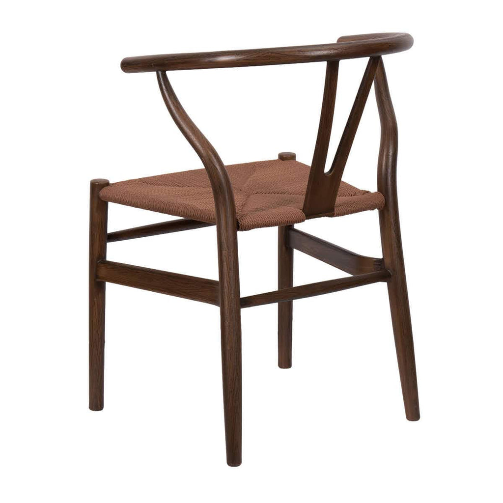 Fruitwood Wishbone Resin Chair with Brown PE Rope Seat