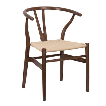 Fruitwood Wishbone Resin Chair with Natural Finish PE Rope Seat