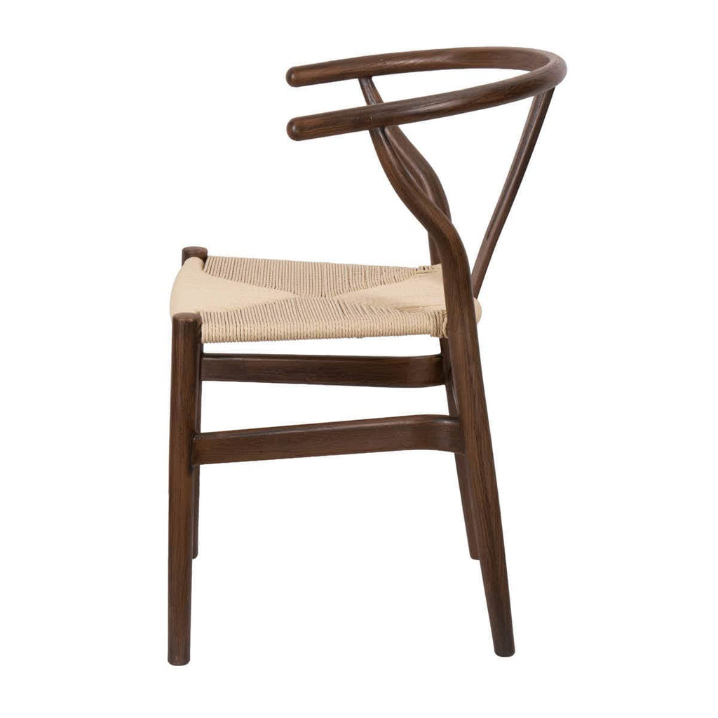 Fruitwood Wishbone Resin Chair with Natural Finish PE Rope Seat