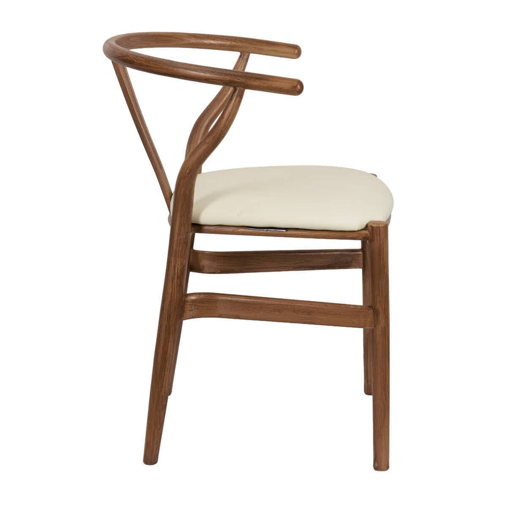 Chestnut Wishbone Resin Chair with Ivory Vinyl Seat