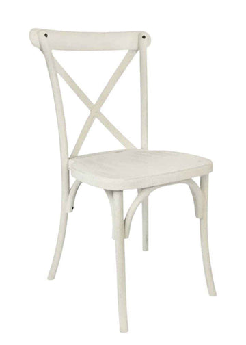 White Distressed Steel-Core Resin Cross Back Chair