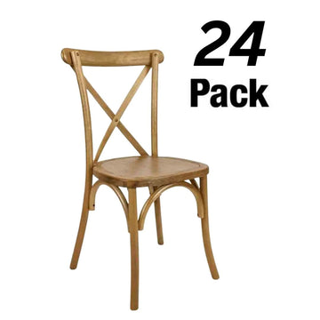 24 Pack Chestnut Finish Heavy-Duty Wood Cross Back Chair